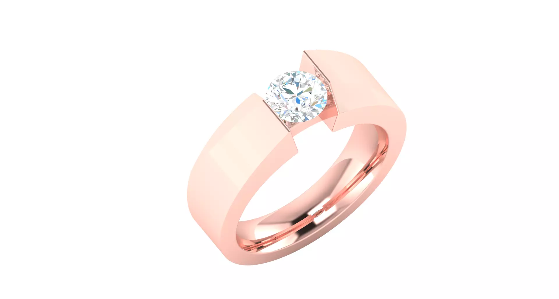 Solitaire Engagement Wedding Ring 3D print model_0