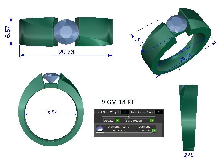 Solitaire Engagement Wedding Ring 3D print model_1