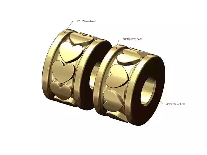 Heart pattern bead and bracelet charm