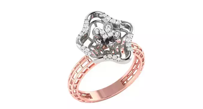 Solitaire Engagement Wedding Flower Ring 3D print model