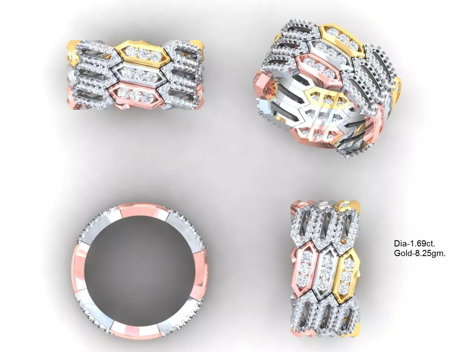 ring set with diamonds 3D print model_0