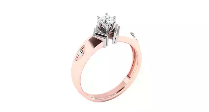 Solitaire Engagement Wedding Ring 3D print model