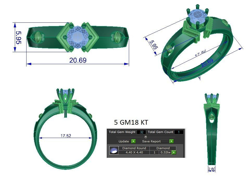 Solitaire Engagement Wedding Ring 3D print model_1