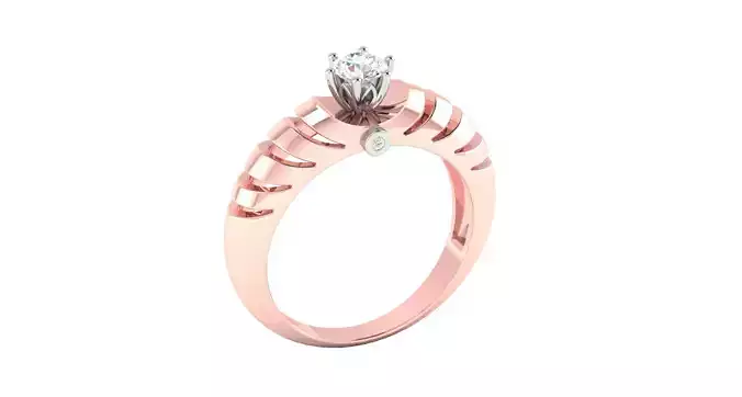 Solitaire Engagement Wedding Ring 3D print model