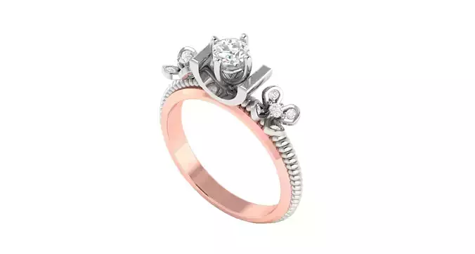 Solitaire Engagement Wedding Flower Ring 3D print model