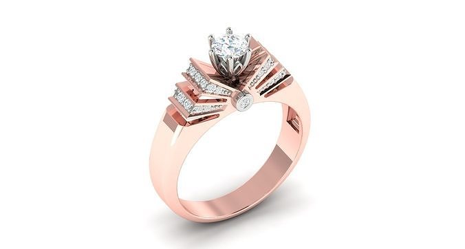 Solitaire Engagement Wedding Ring 3D print model