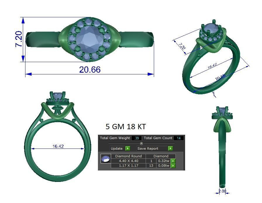 Solitaire Engagement Wedding Ring 3D print model_1