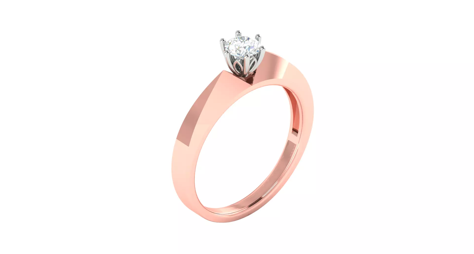 Solitaire Engagement Wedding Ring 3D print model_0
