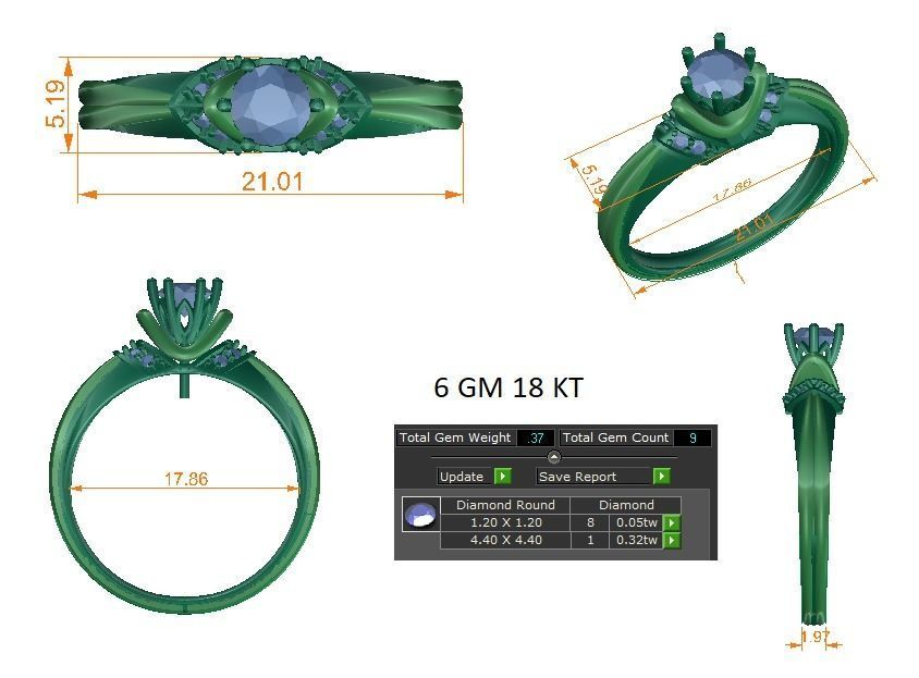 Solitaire Engagement Wedding Ring 3D print model_1