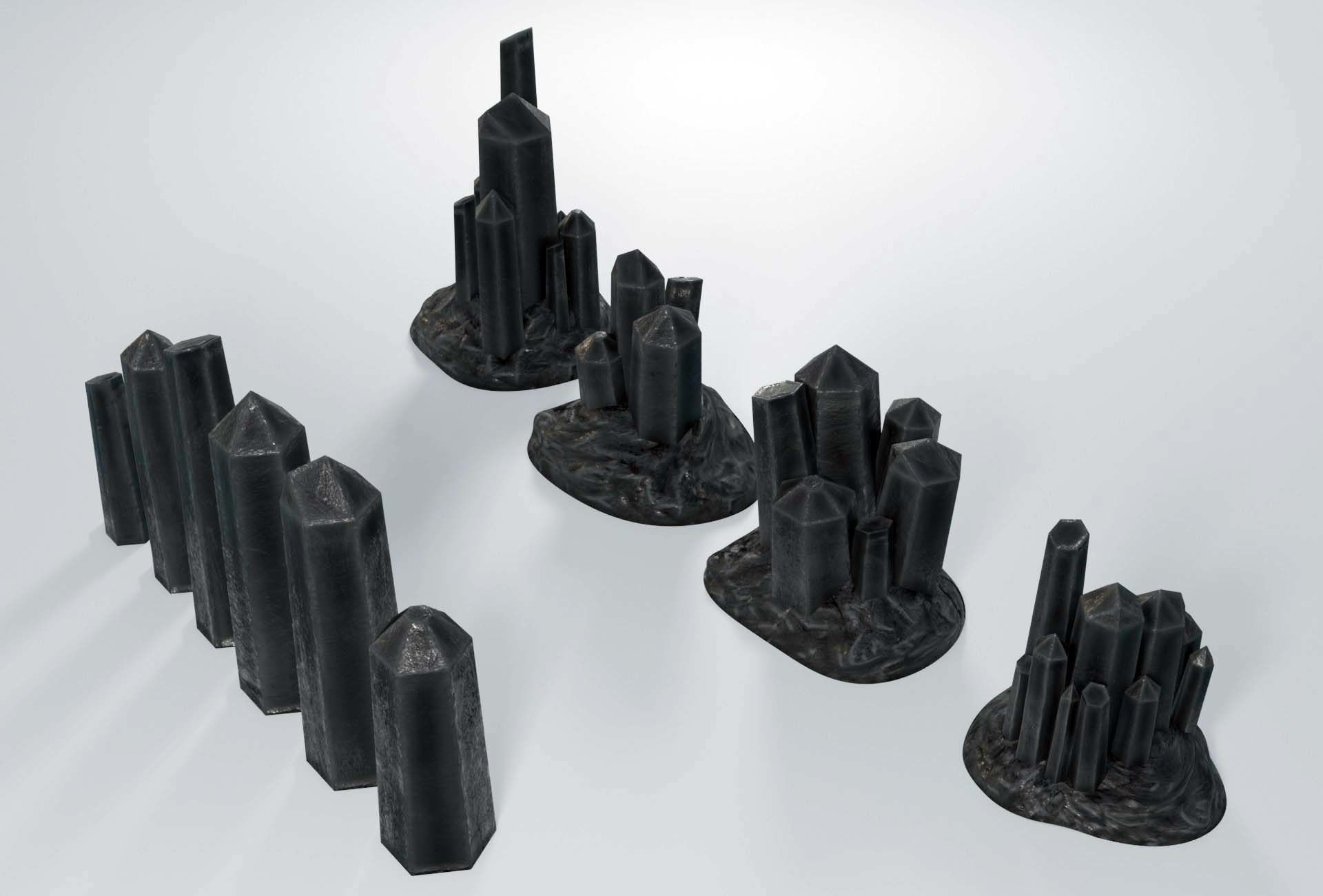 Crystal model assets for Sci-fi crystal rocks 10 low poly assets Low-poly 3D model_3