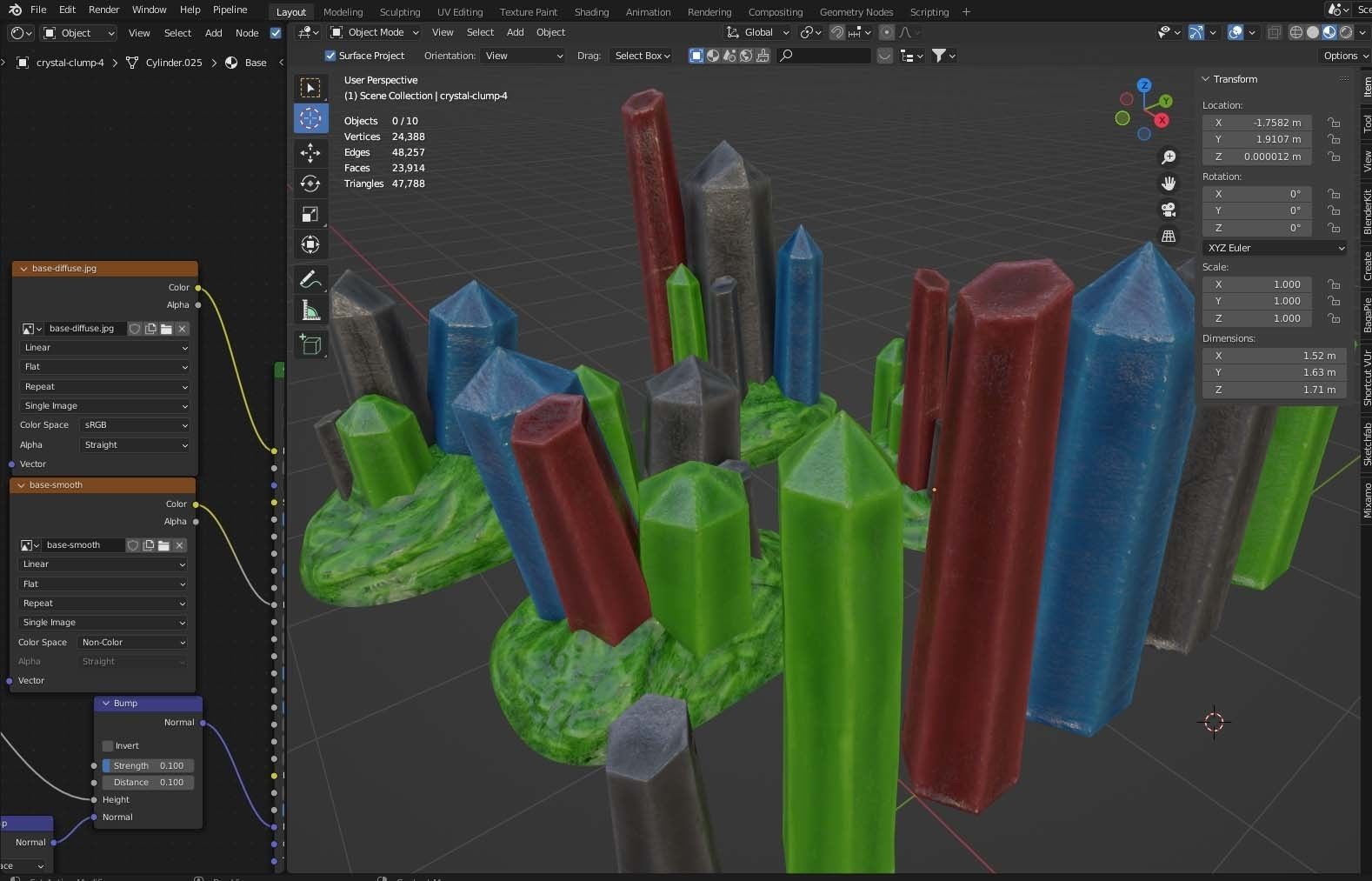 Crystal model assets for Sci-fi crystal rocks 10 low poly assets Low-poly 3D model_6