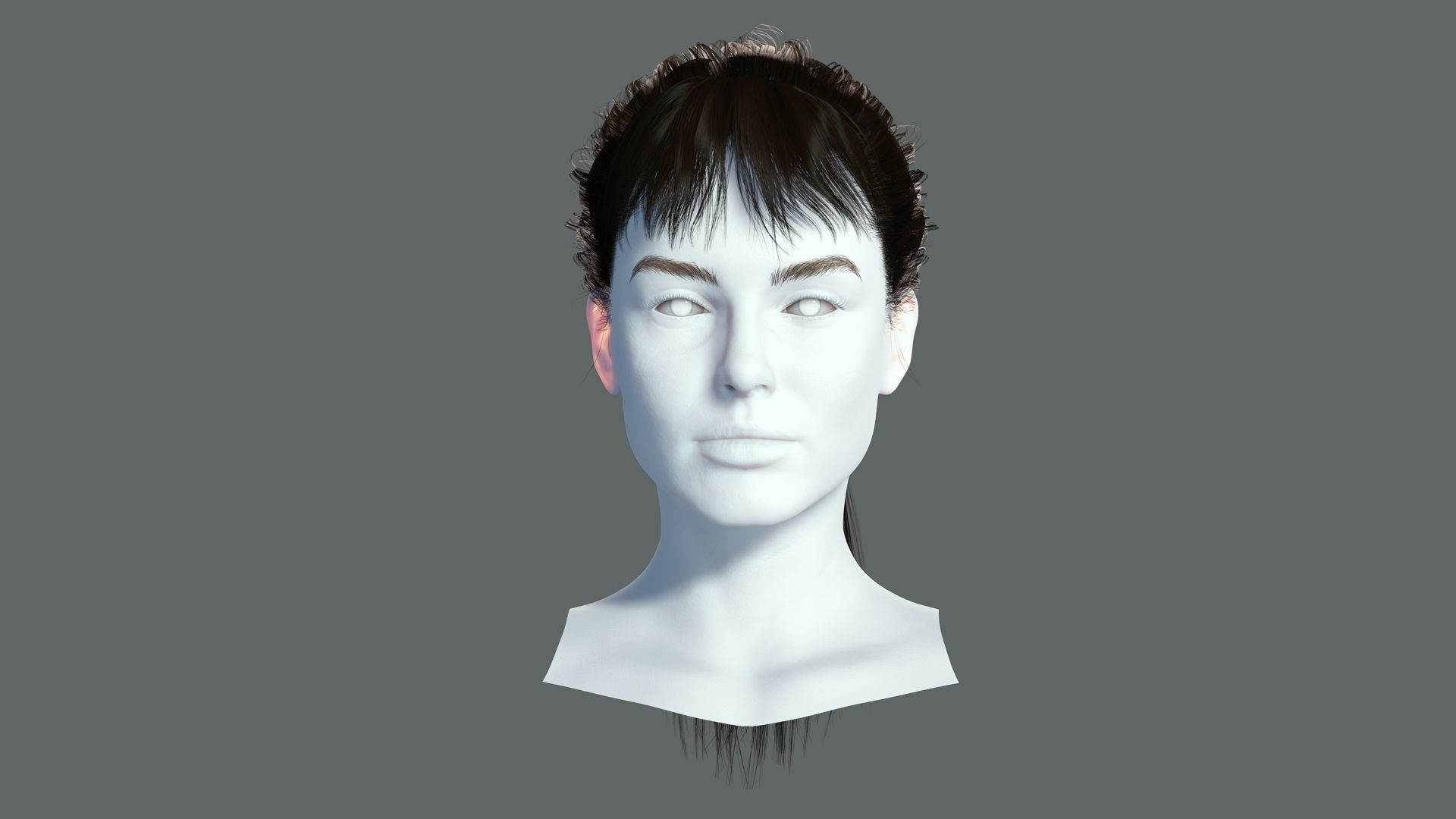 Realistic Female hair card 4 Low-poly 3D model_2