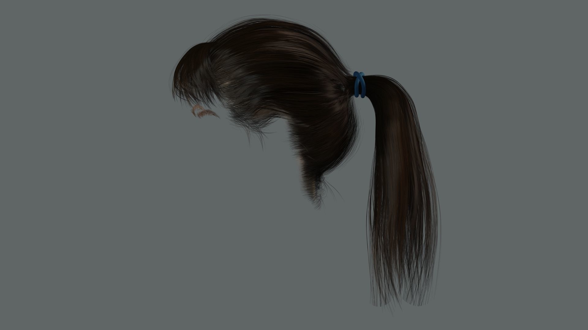 Realistic Female hair card 4 Low-poly 3D model_7