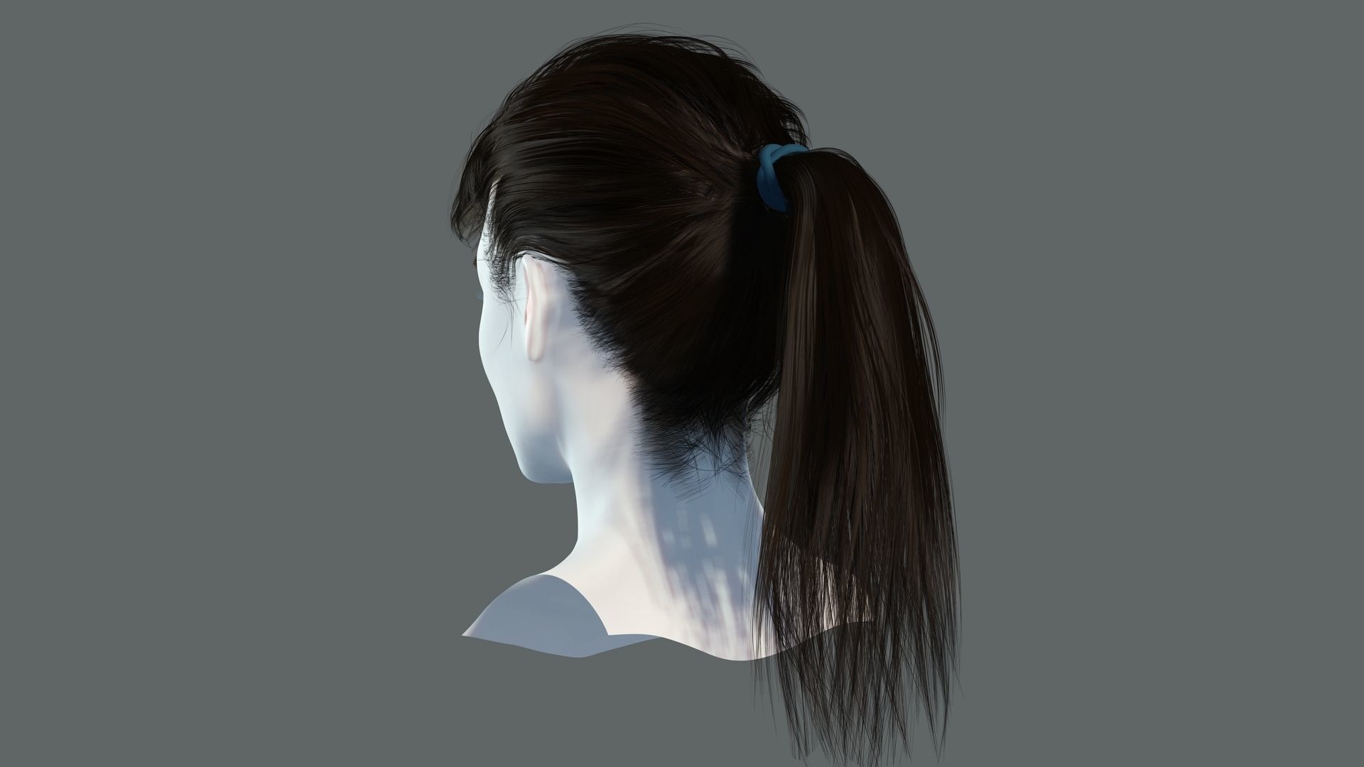 Realistic Female hair card 4 Low-poly 3D model_5