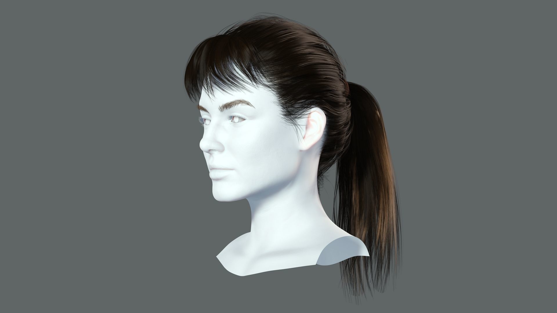 Realistic Female hair card 4 Low-poly 3D model_3