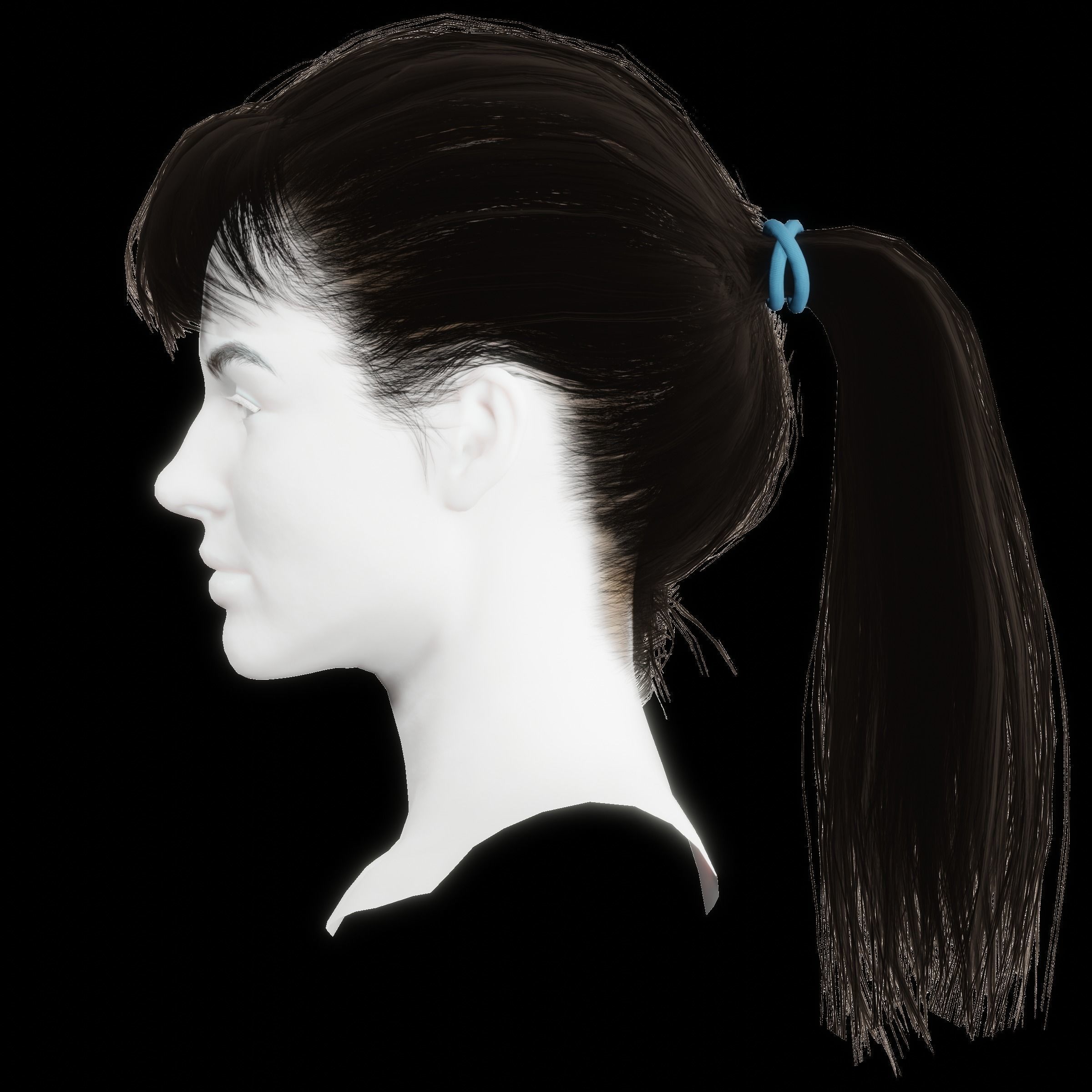 Realistic Female hair card 4 Low-poly 3D model_18