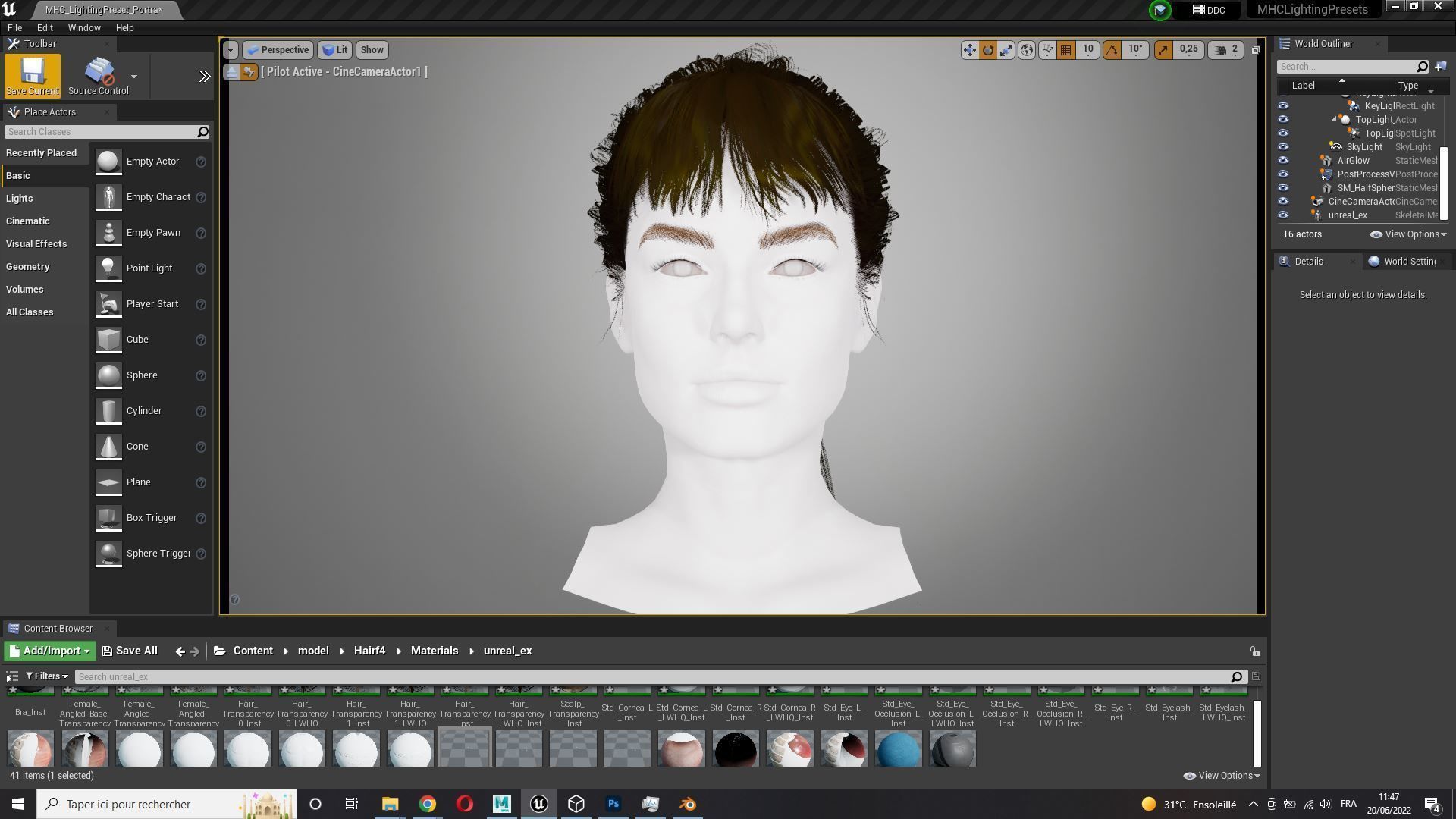 Realistic Female hair card 4 Low-poly 3D model_12