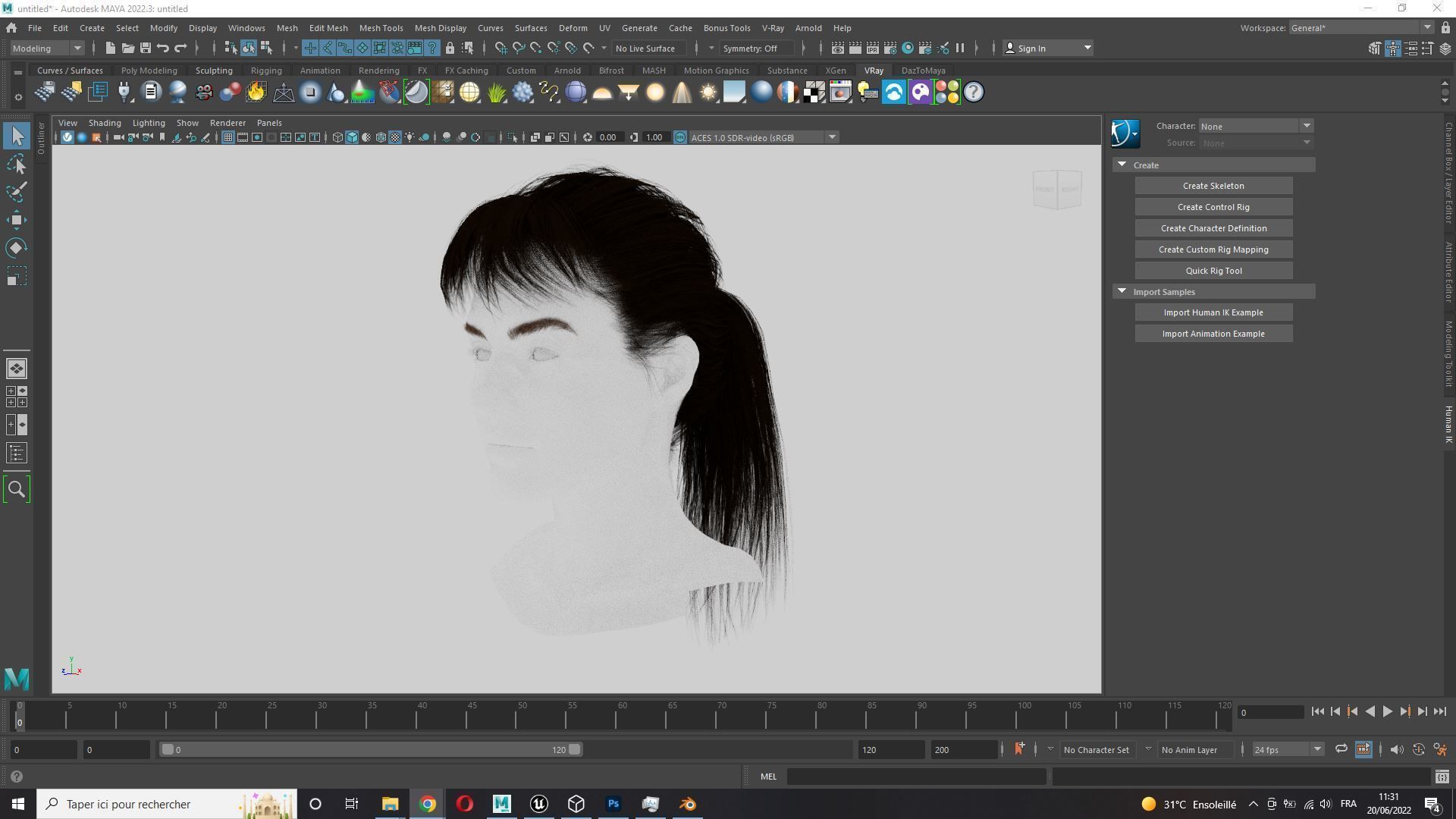 Realistic Female hair card 4 Low-poly 3D model_10