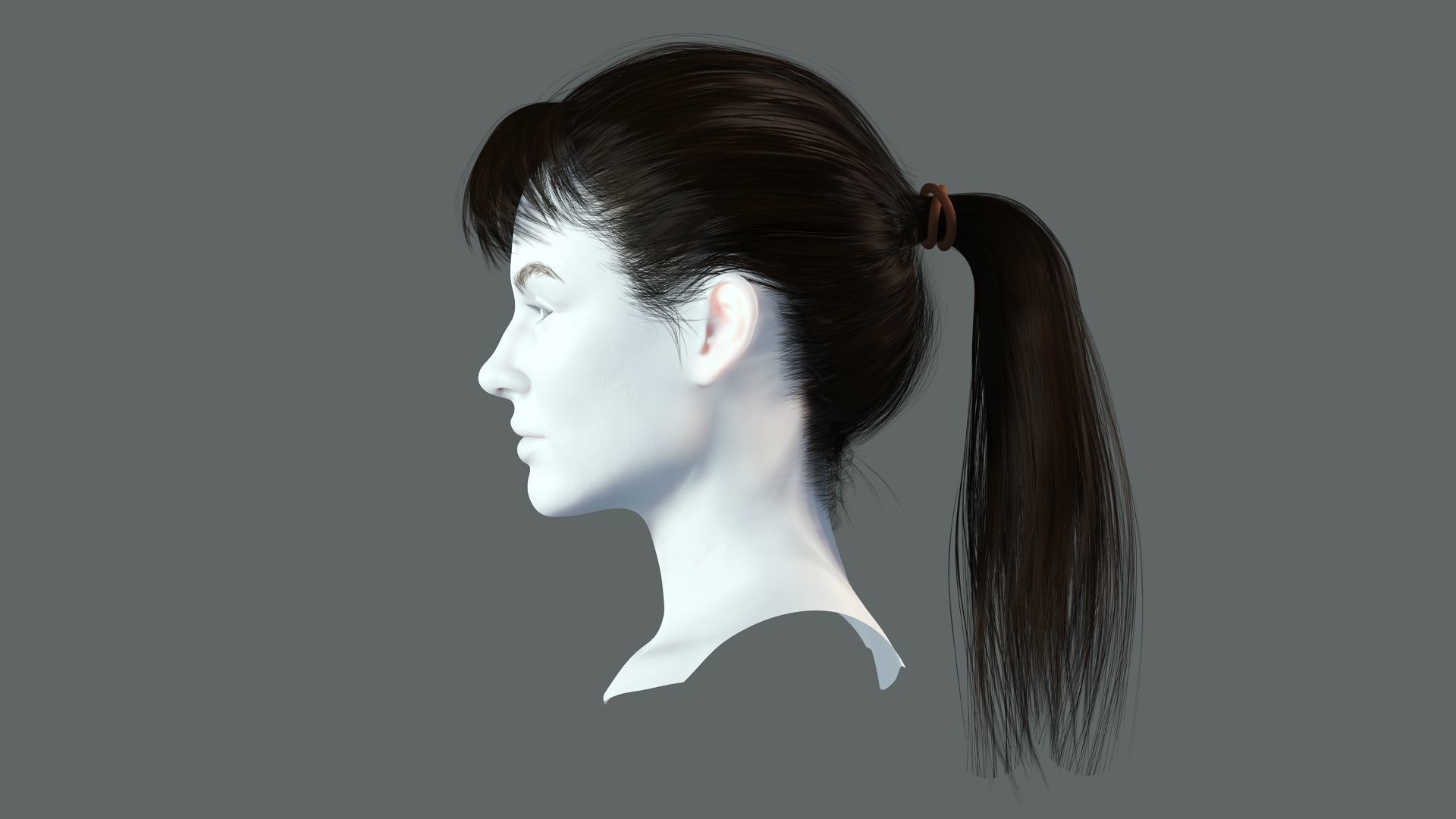 Realistic Female hair card 4 Low-poly 3D model_4