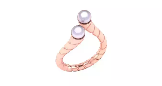 Solitaire Engagement Wedding Ring Twins Pearl Ring