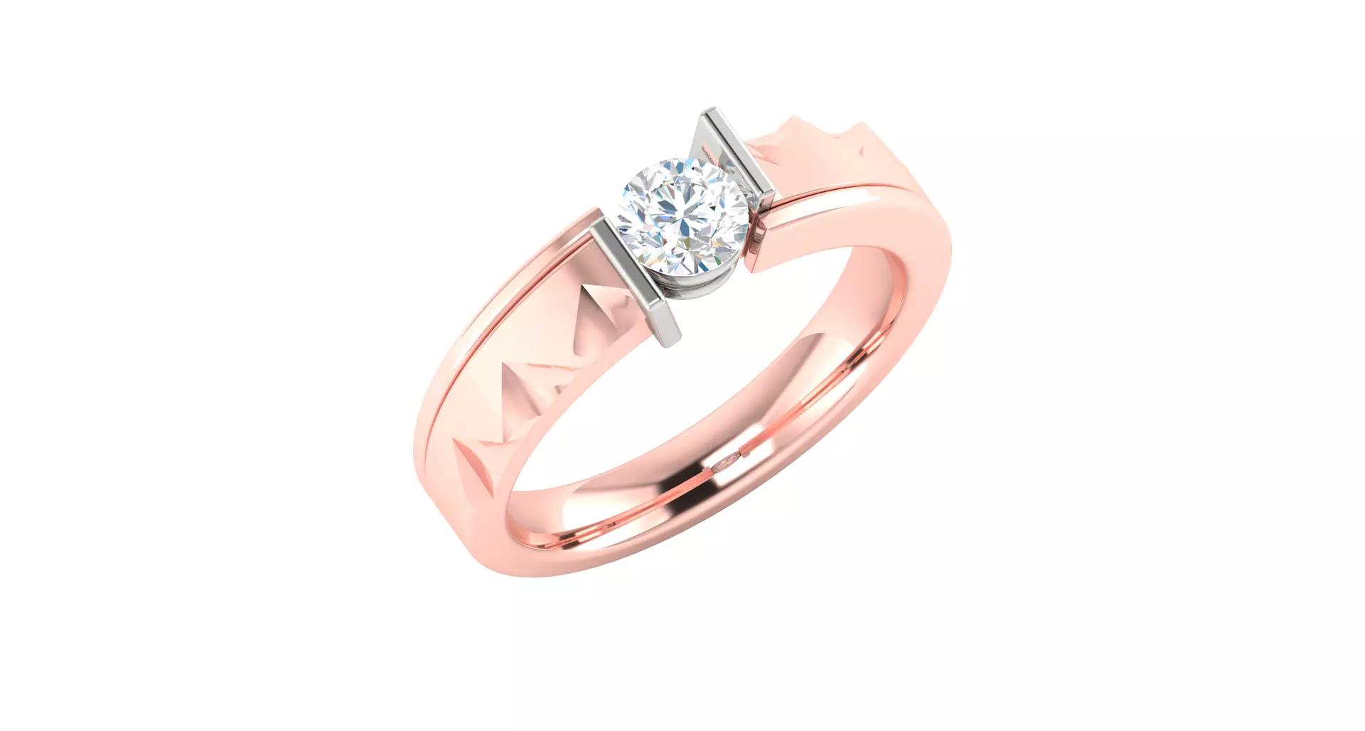 Solitaire Engagement Wedding Ring 3D print model_0