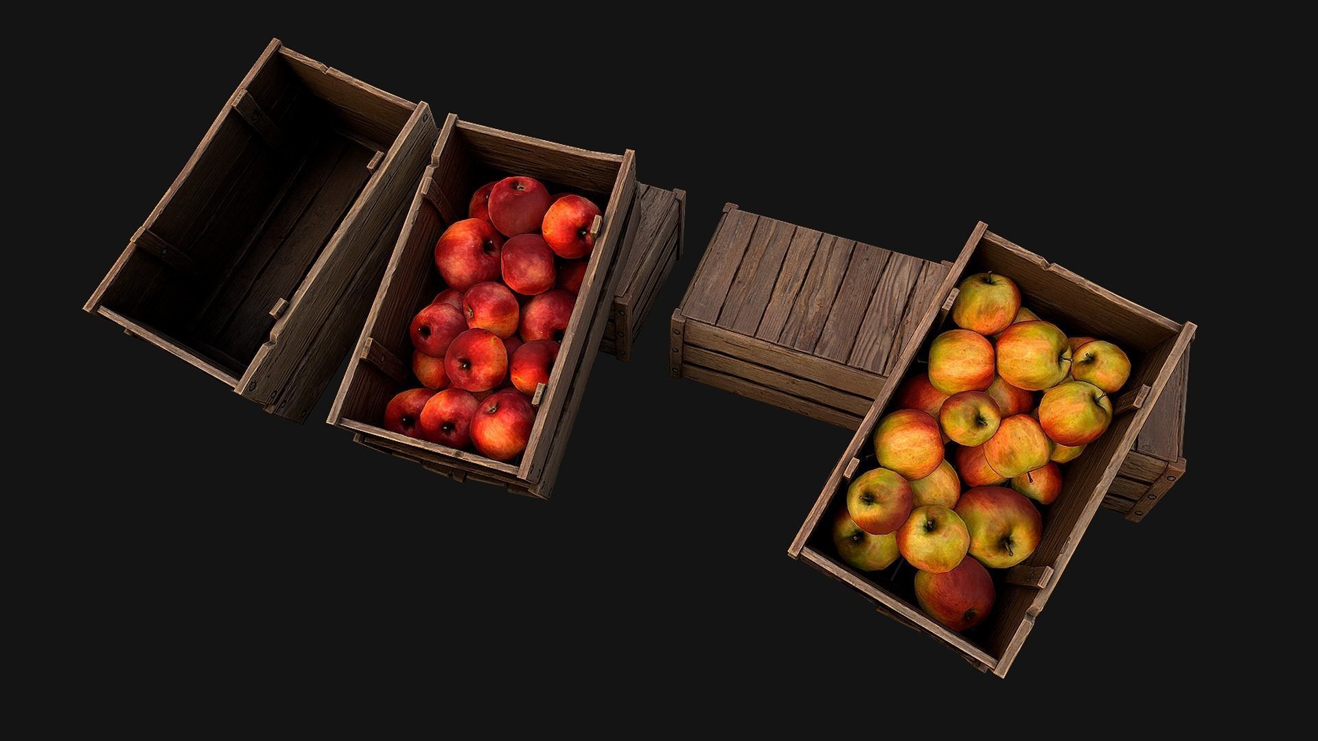 Apples Box Crate Stand  Low-poly 3D model_5