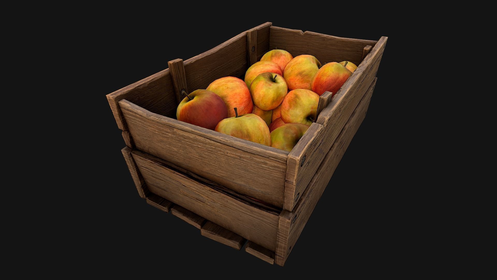 Apples Box Crate Stand  Low-poly 3D model_12