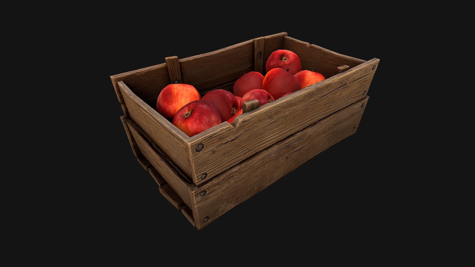 Apples Box Crate Stand  Low-poly 3D model_15