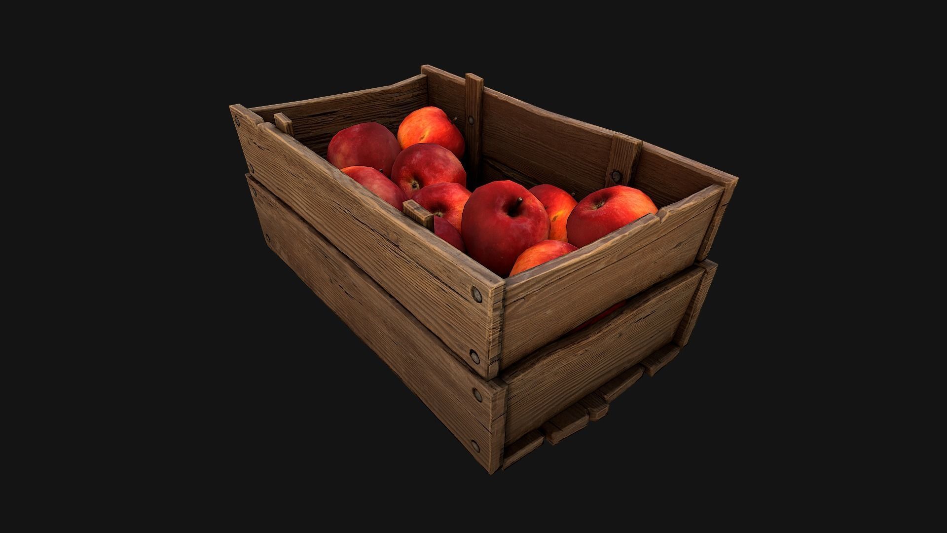 Apples Box Crate Stand  Low-poly 3D model_14