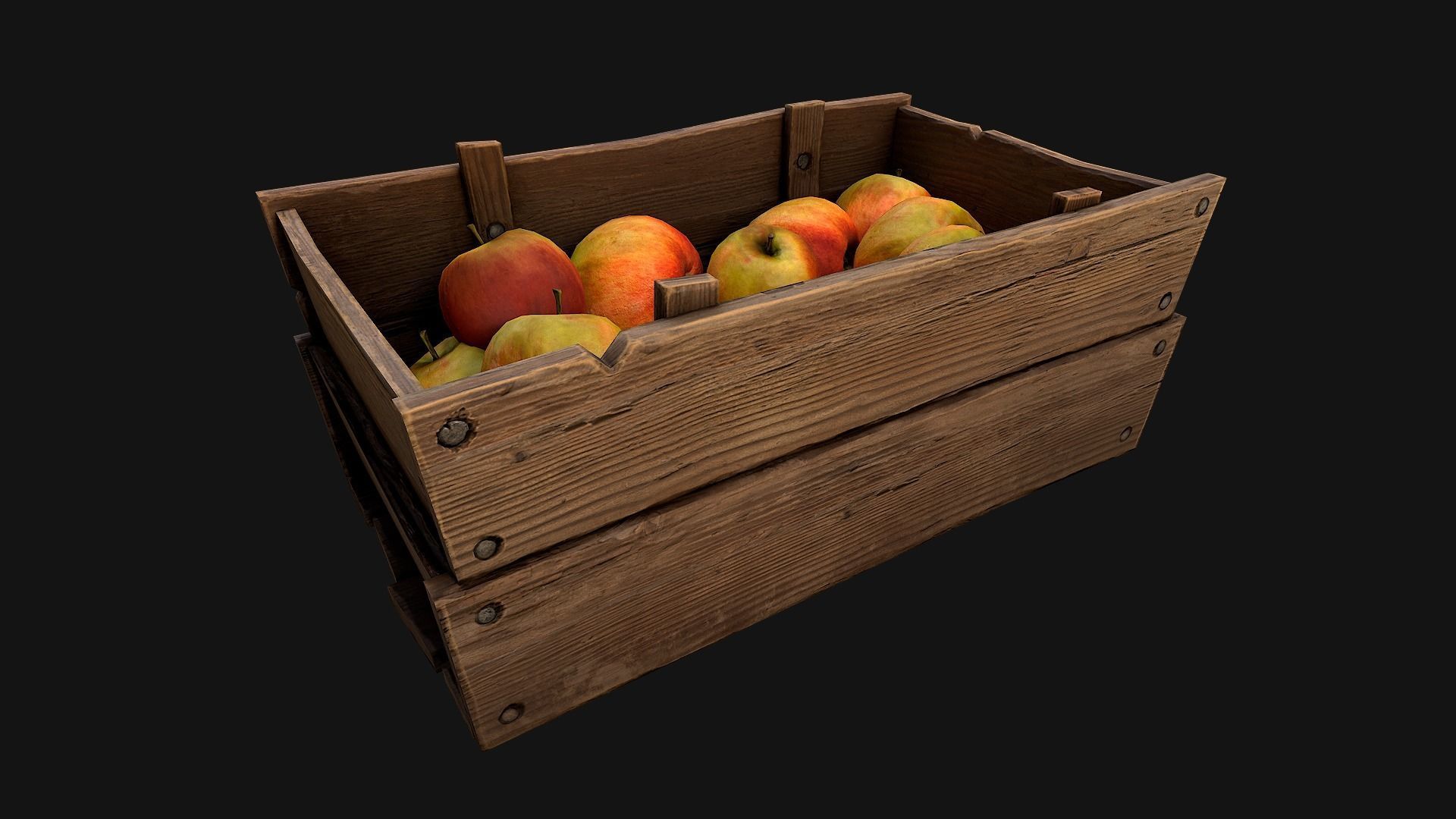 Apples Box Crate Stand  Low-poly 3D model_13