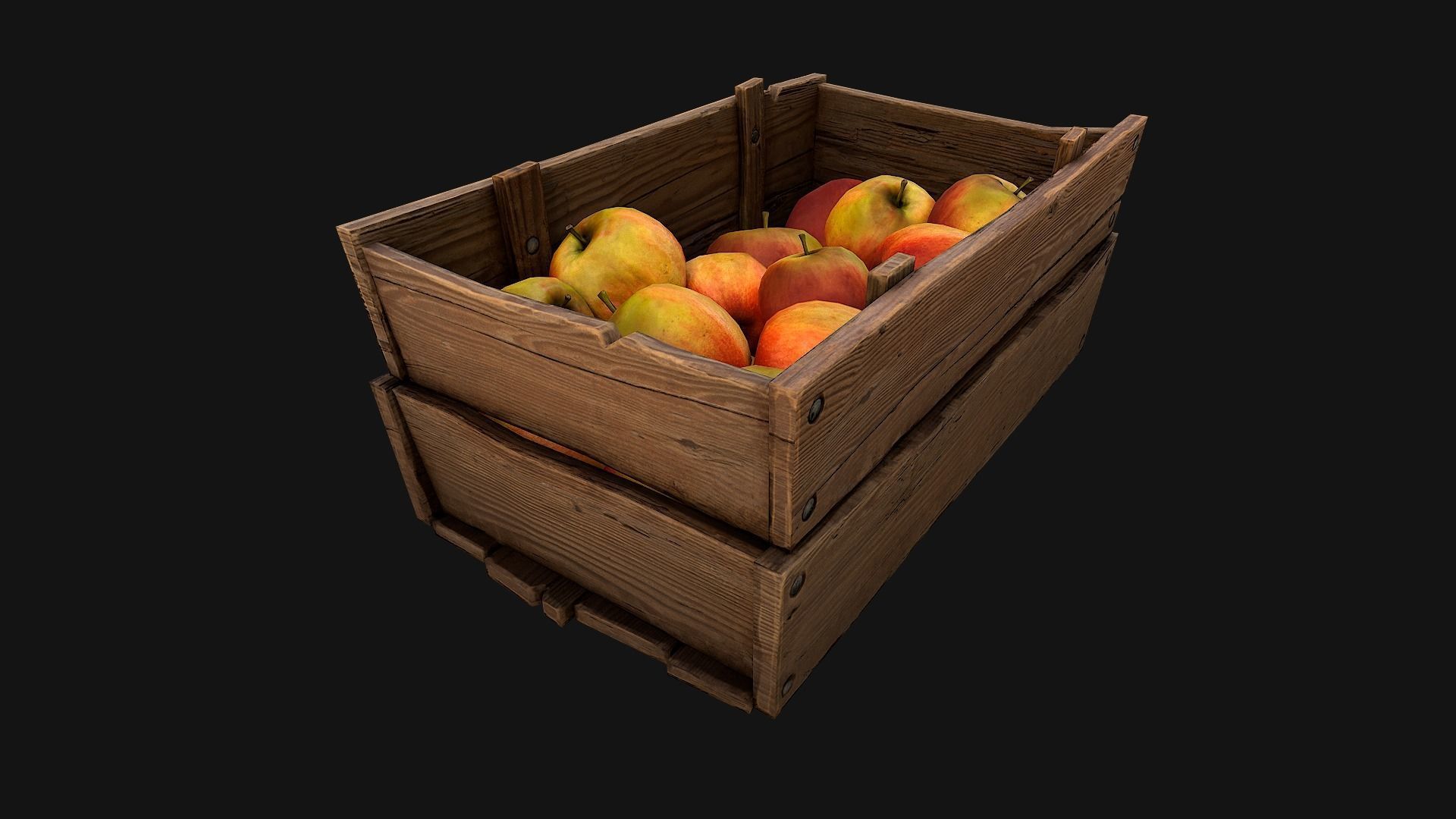 Apples Box Crate Stand  Low-poly 3D model_10