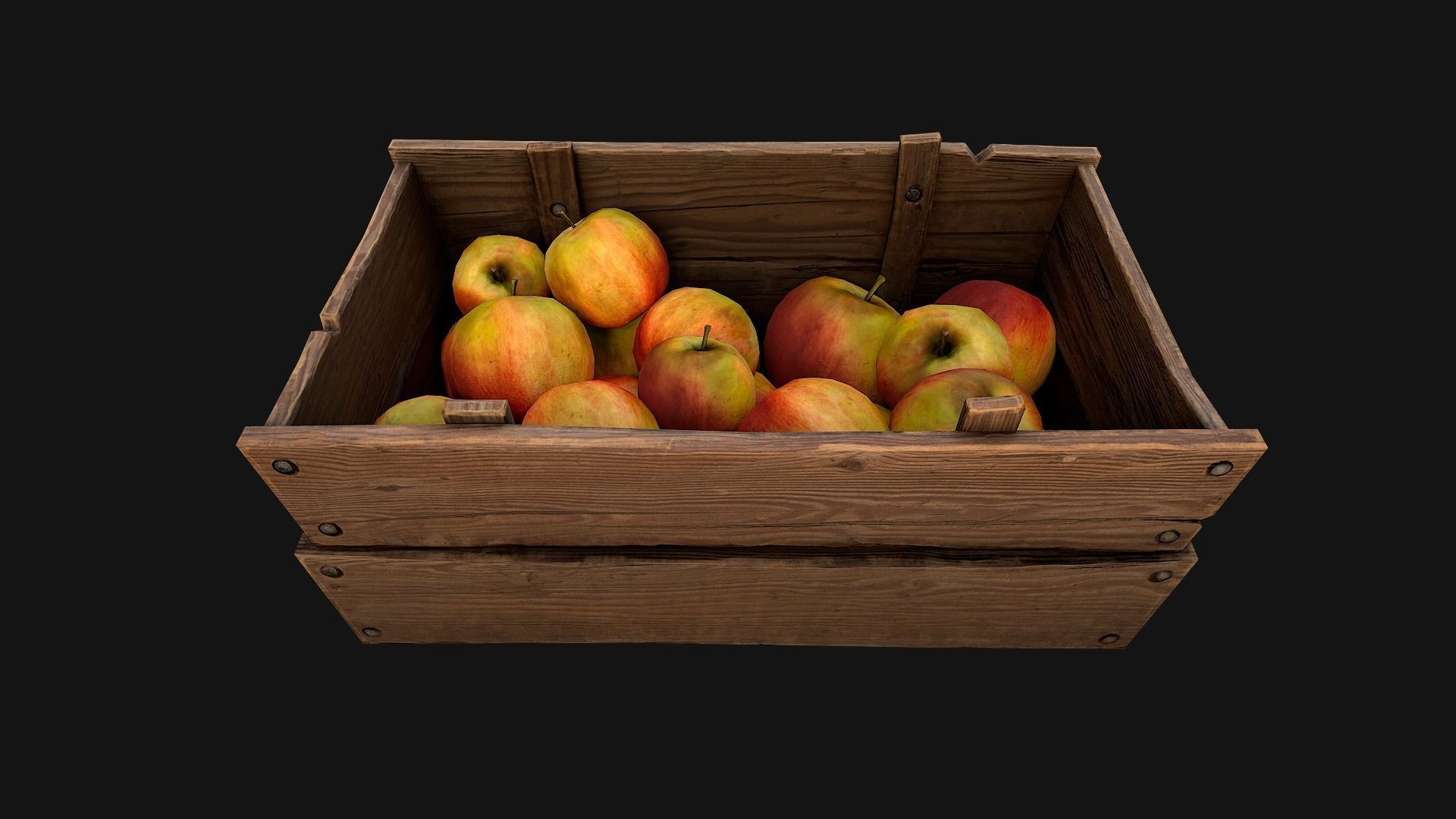 Apples Box Crate Stand  Low-poly 3D model_11