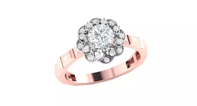 Solitaire Engagement Wedding Flower Ring 3D print model