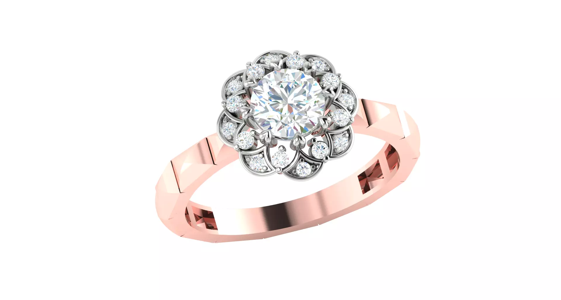 Solitaire Engagement Wedding Flower Ring 3D print model_0