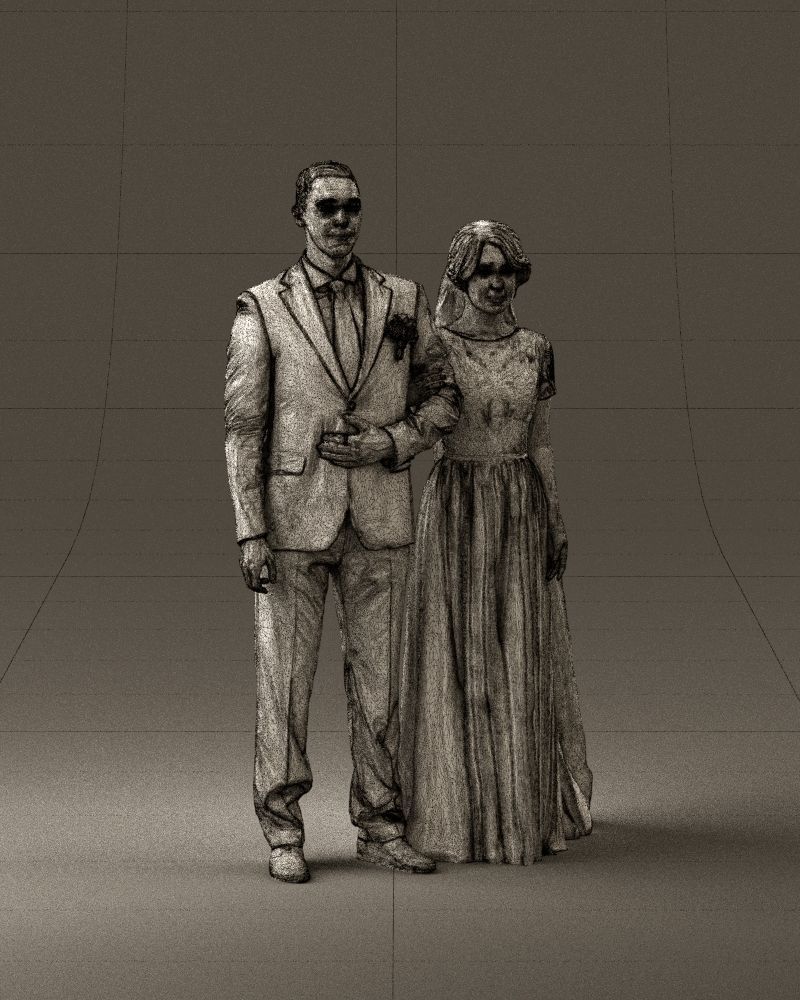 000965 Wedding man in dark blue and woman 3D model_26