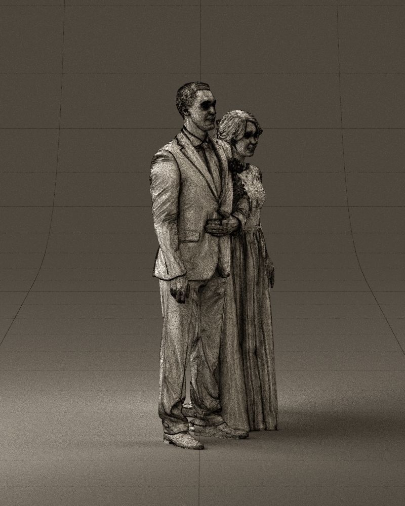 000965 Wedding man in dark blue and woman 3D model_27