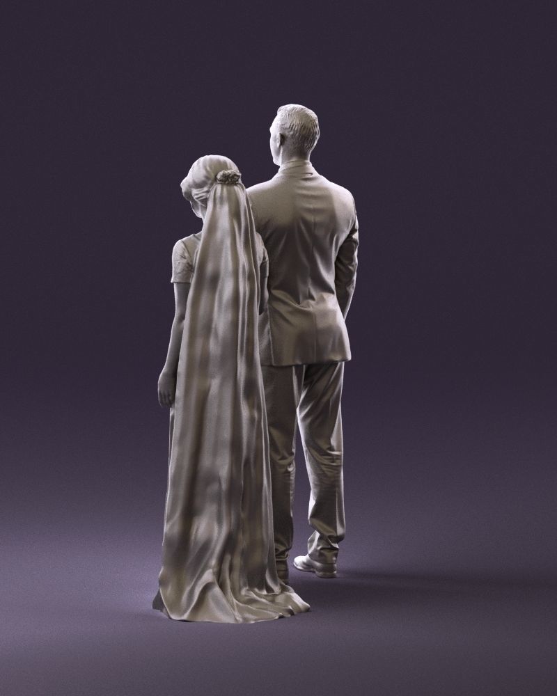 000965 Wedding man in dark blue and woman 3D model_19