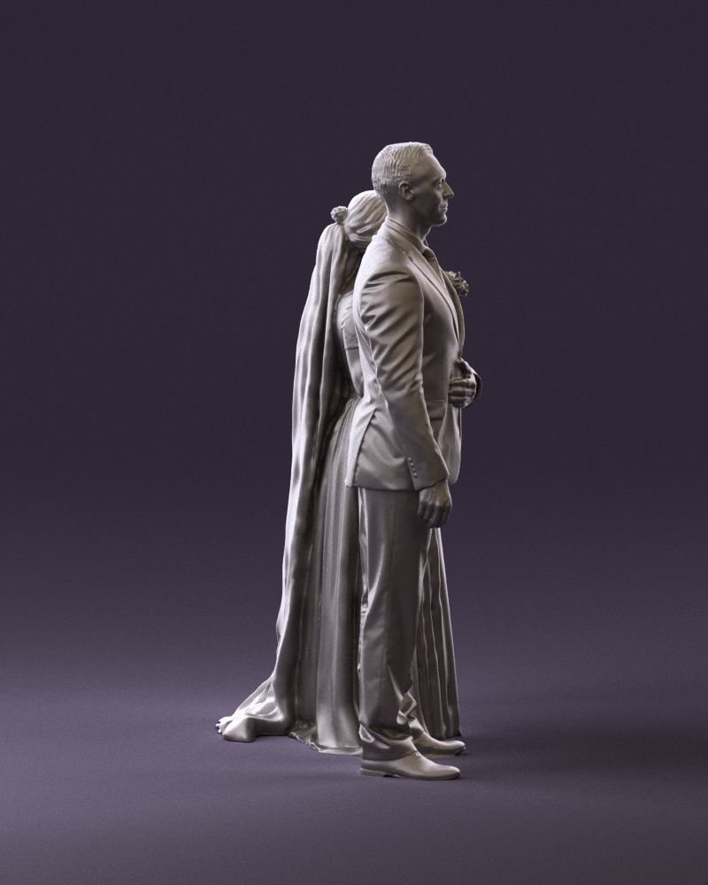 000965 Wedding man in dark blue and woman 3D model_16