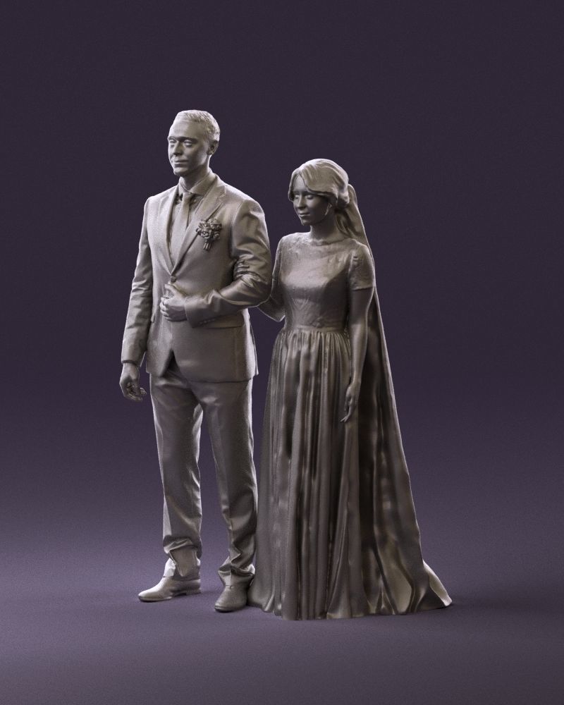 000965 Wedding man in dark blue and woman 3D model_22