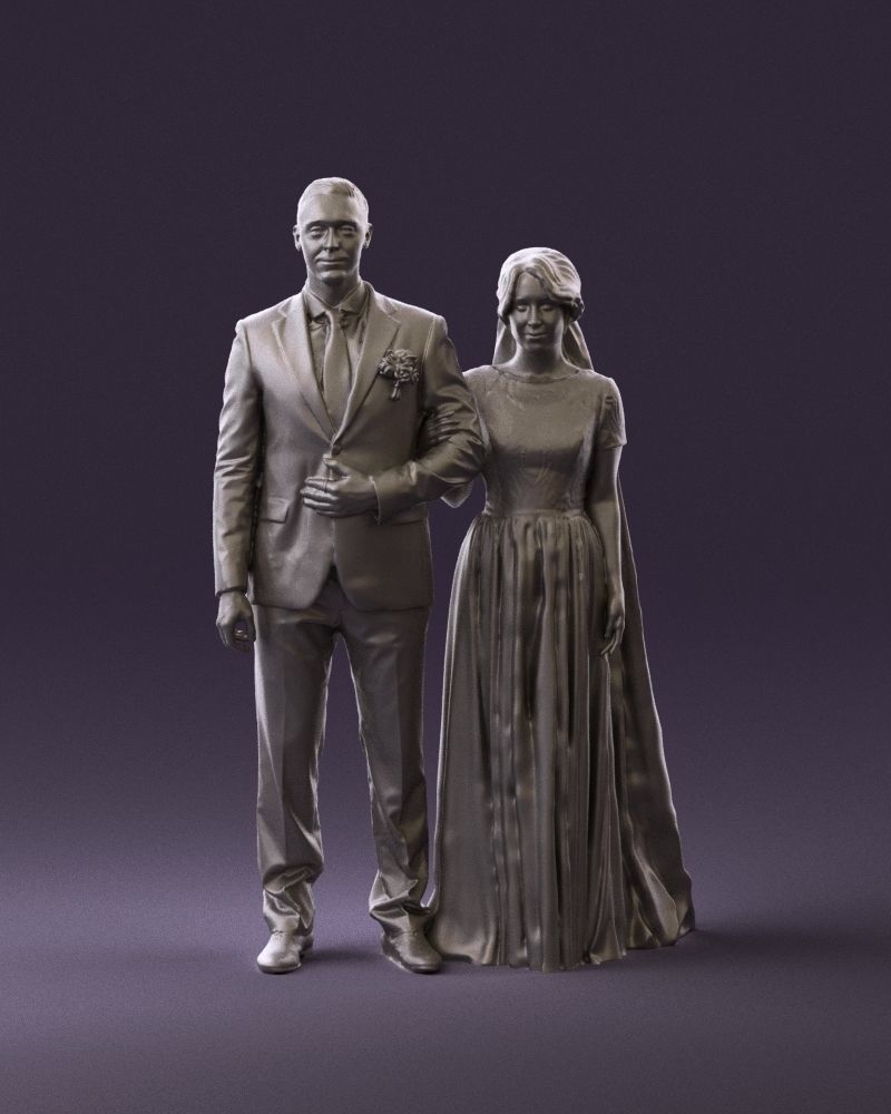 000965 Wedding man in dark blue and woman 3D model_13