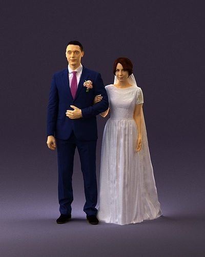 000965 Wedding man in dark blue and woman 3D model