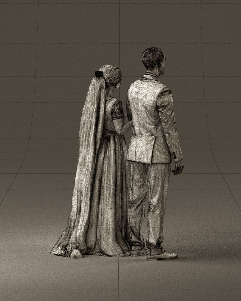 000965 Wedding man in dark blue and woman 3D model_29