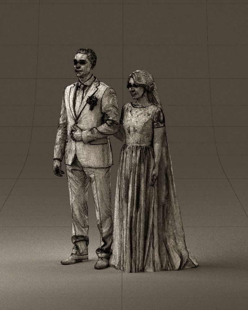 000965 Wedding man in dark blue and woman 3D model_34