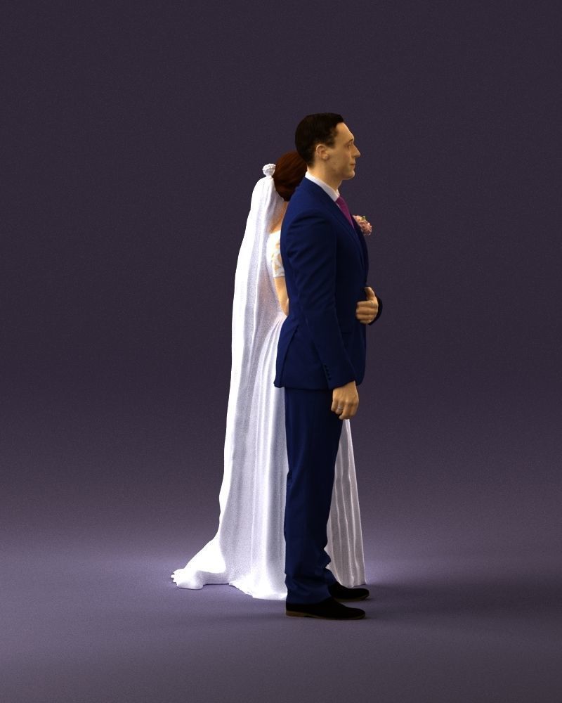 000965 Wedding man in dark blue and woman 3D model_4