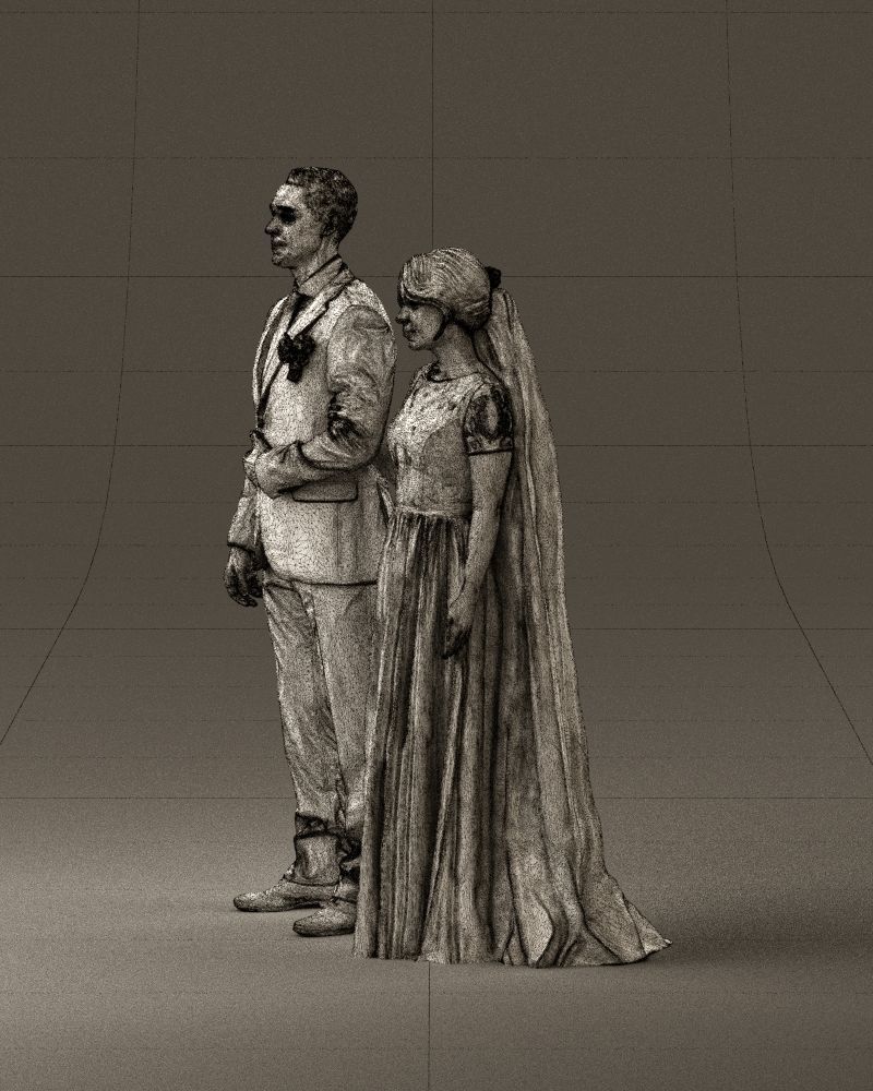 000965 Wedding man in dark blue and woman 3D model_33