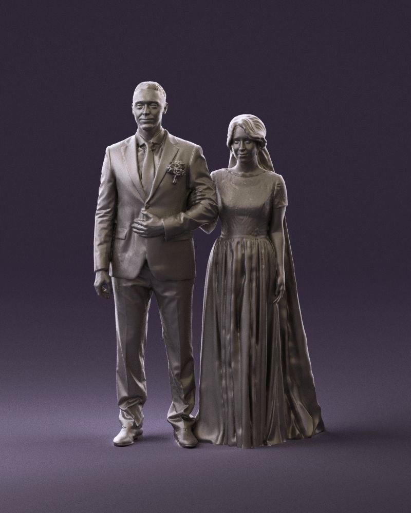 000965 Wedding man in dark blue and woman 3D model_12