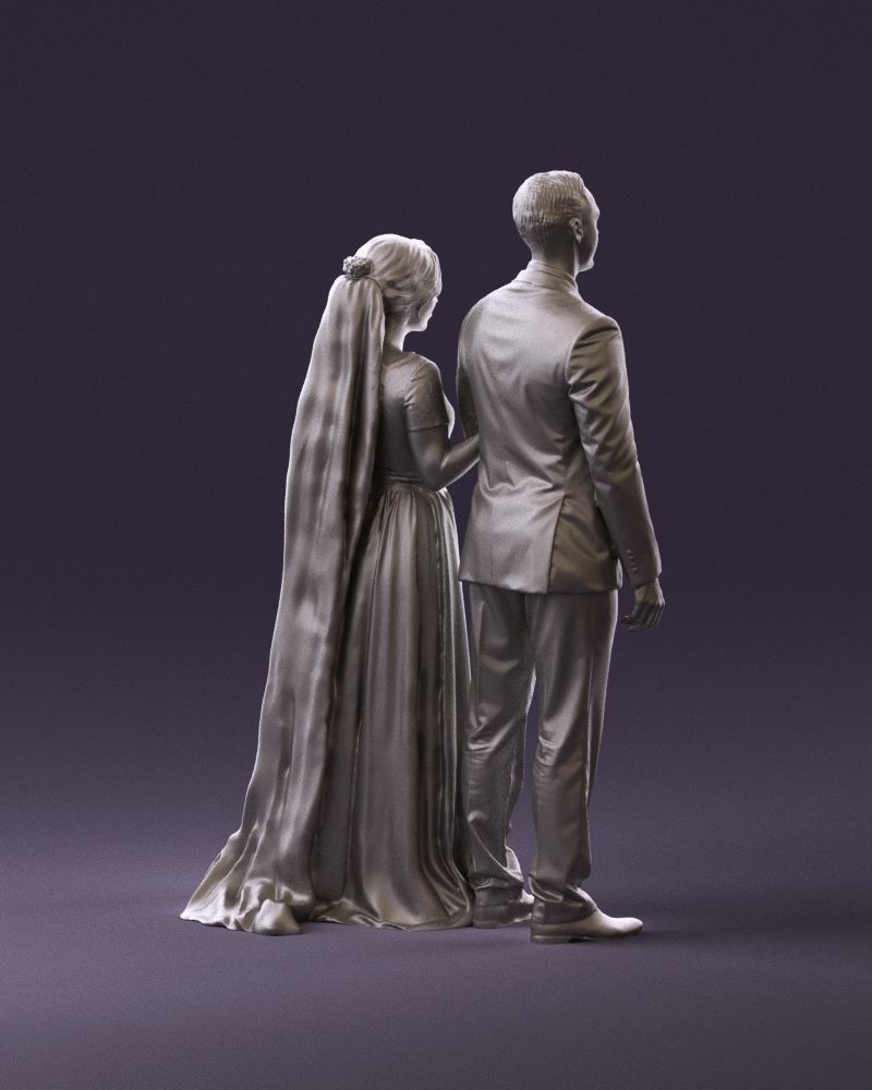 000965 Wedding man in dark blue and woman 3D model_17
