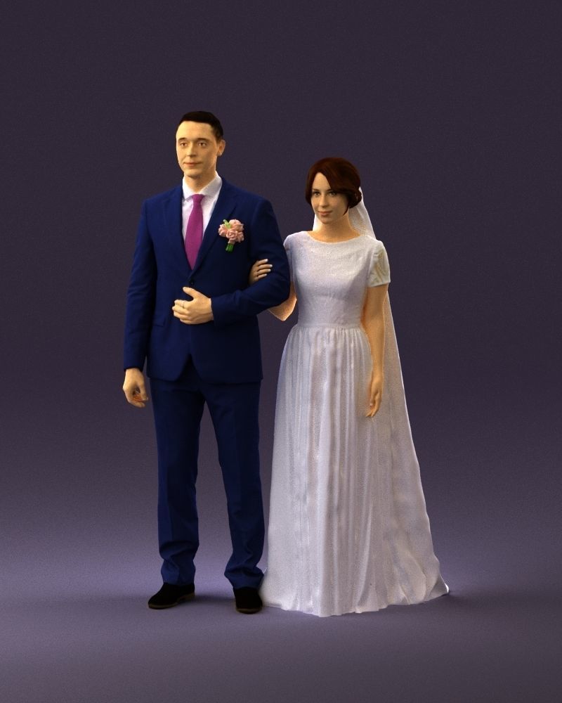 000965 Wedding man in dark blue and woman 3D model_11
