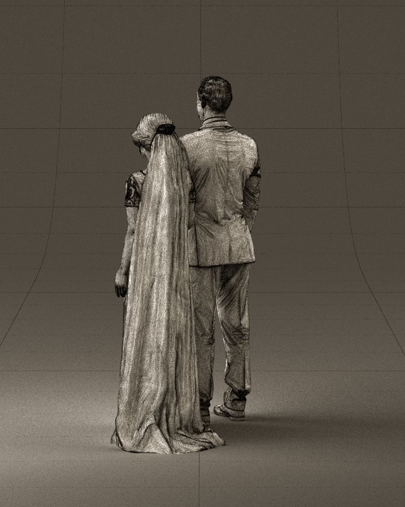 000965 Wedding man in dark blue and woman 3D model_31