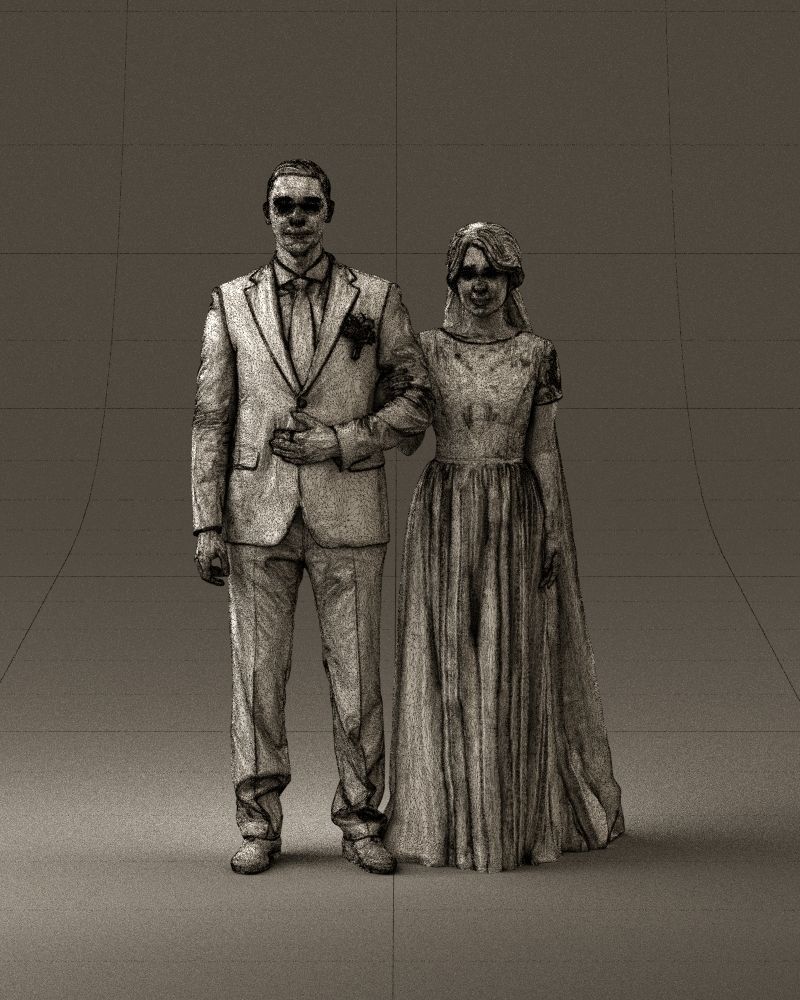 000965 Wedding man in dark blue and woman 3D model_25